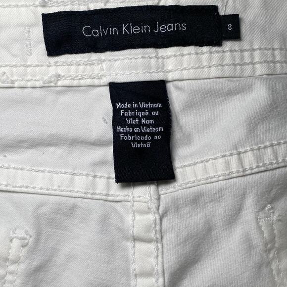 Calvin Klein White Skinny Cropped Jeans - Size 8 - Picture 11 of 13